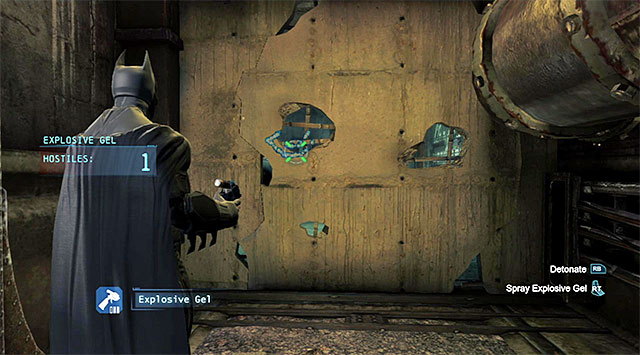 The explosion will kill the single gangster - Gain access to the Execution Chamber | Main storyline - Main storyline - Batman: Arkham Origins Game Guide