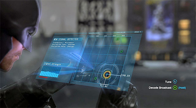 You need to tune the device and decipher the transmission - Deactivate the jamming signal #2 | Main storyline - Main storyline - Batman: Arkham Origins Game Guide