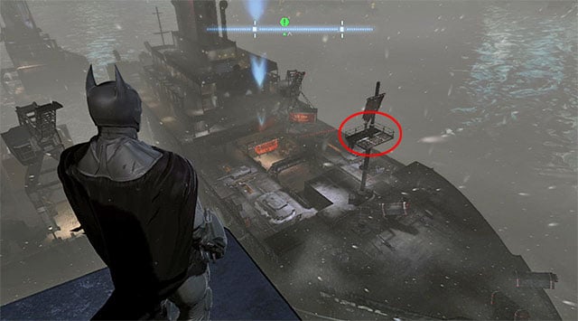 Penguins ship [Final Offer] is moored in the North-Eastern corner of the map, i - Gain access to the Final Offer | Main storyline - Main storyline - Batman: Arkham Origins Game Guide