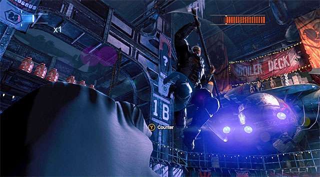 You need to be very cautious at the moments at which you need to dodge the bosss blows - Deathstroke | Boss fights - Boss fights - Batman: Arkham Origins Game Guide