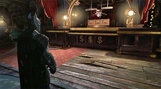 The Dollar symbols that you need to hit with the batarangs - The best hidden datapacks - Extortion File 7 (Amusement Mile) | Enigma Datapacks - Enigma Datapacks - Batman: Arkham Origins Game Guide