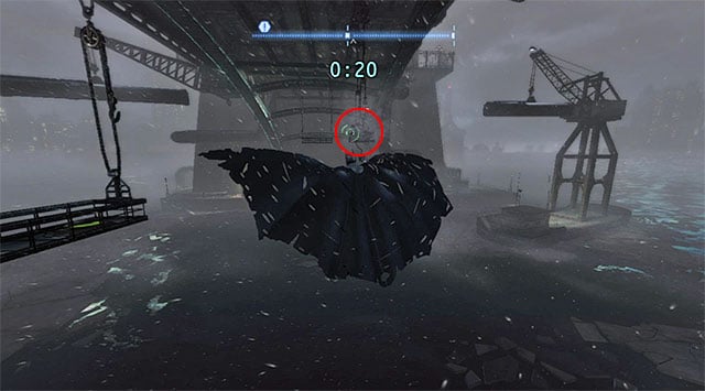 Glide towards the balcony located directly to the North (the screenshot) and pull yourself towards it using the hook - The best hidden datapacks - Extortion File 11 (Gotham Pioneers Bridge) | Enigma Datapacks - Enigma Datapacks - Batman: Arkham Origins Game Guide