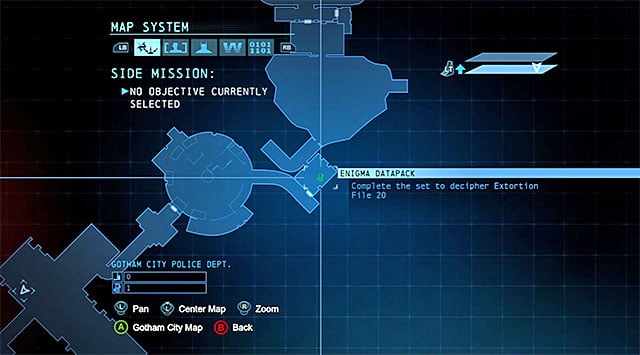 The collectible is in the GCPD Telecom Room which you can access only from the side of the Burnley Sewers - West - The best hidden datapacks - Extortion File 20 (Burnley) | Enigma Datapacks - Enigma Datapacks - Batman: Arkham Origins Game Guide