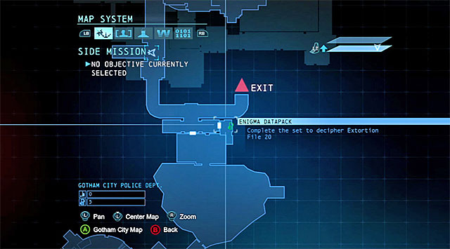 The collectible is in the central part of the Burnley Sewers under the police station, near the sewers descent located to the North of the police building - The best hidden datapacks - Extortion File 20 (Burnley) | Enigma Datapacks - Enigma Datapacks - Batman: Arkham Origins Game Guide