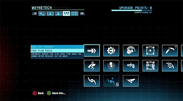 The Auxiliary Upgrades window - Auxiliary Upgrades | Challenges - Challenges - Batman: Arkham Origins Game Guide