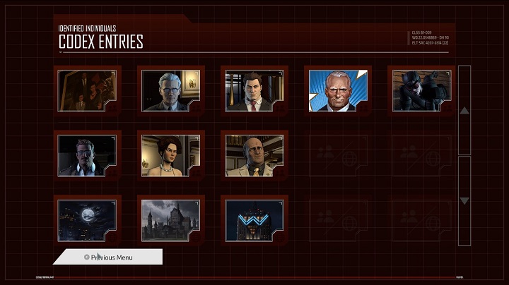 The especially important aspect of the Codex is that it is constantly updated during the course of the gameplay, following the information we are able to gain by dialogues and visited locations - Batcave - Basics - Batman: The Telltale Games Series Game Guide
