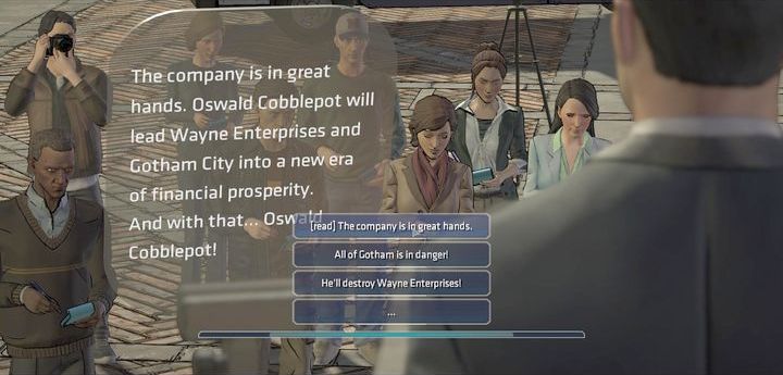 After short conversations with Regina and Oswald, you will be standing at the rally and you will have to give a speech - Chapter 6 - The Best of Us | Walkthrough - Episode 3: New World Order - Batman: The Telltale Games Series Game Guide