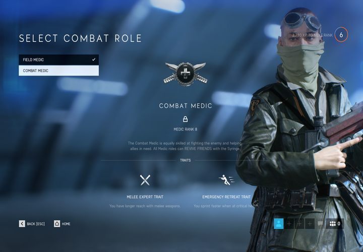 Combat medic combat role features two traits - melee expert and emergency retreat. - Medic Class in Battlefield 5 - Character classes - Battlefield V Guide