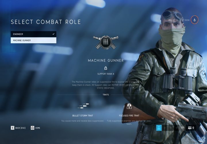 The machine gunner combat role features two traits - bullet storm and focused fire. - Support Class in Battlefield 5 - Character classes - Battlefield V Guide