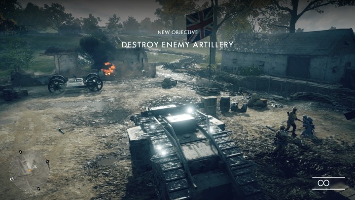 Further in the mission, once you take over the flag, leave the tank and run towards the building on the right side - Through Mud and Blood | Field Manuals - Field Manuals - Battlefield 1 Game Guide