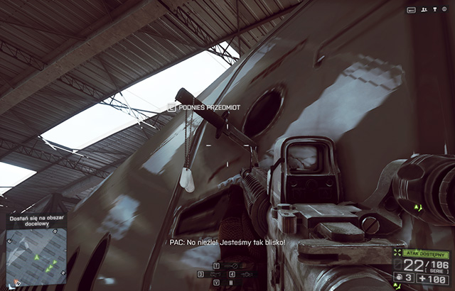 During the last stage of this mission,, when you are in the large hangar, mount the big white cargo plane - 4 - Singapore (dog tags) - Hidden dog tags and weapons - Battlefield 4 - Game Guide and Walkthrough