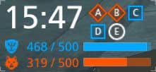 Flags captured by your squad are marked in blue, neutral ones are marked in white, whereas the red ones have been captured by your opponent - Battlefield Hardline: Conquest - Battlefield Hardline: Game modes - Battlefield Hardline Game Guide