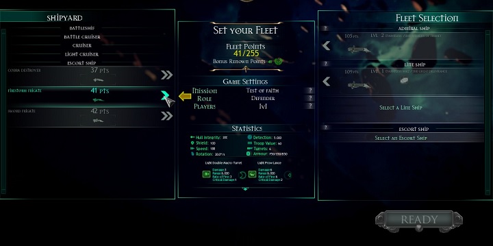 The fleet selection menu is very clear - Forming the fleet - Gameplay basics - Battlefleet Gothic: Armada - Game Guide and Walkthrough