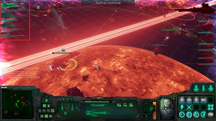 The above screenshot presents the moment of charging the supercannon - Chapter V - The Empire Resurgent - Campaign - Battlefleet Gothic: Armada - Game Guide and Walkthrough