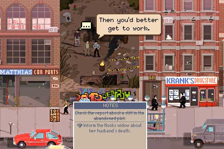 Your priority is to secure the crime scene. The victim will lead you to new evidence in your case. - Second week | Description of 21 days of duty - Description of 21 days of duty - Beat Cop Game Guide