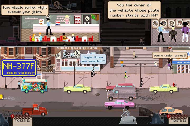 The wanted car will be standing in the western part. First go to the diner and then arrest the driver in the laundry. - Second week | Description of 21 days of duty - Description of 21 days of duty - Beat Cop Game Guide