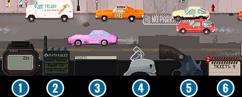 Jacks belt contains everything a policeman can need. - Interface and the notebook | Gameplay basics - Gameplay basics - Beat Cop Game Guide