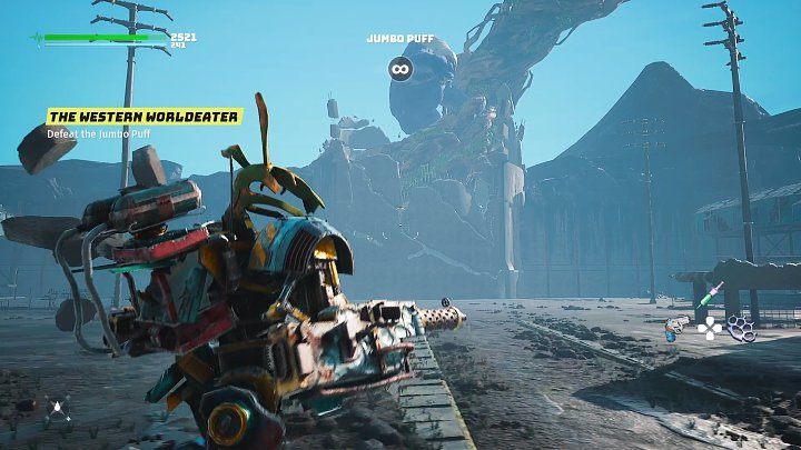 When Jumbo Puff jumps onto a root of the Tree of Life, he will start throwing boulders at you - keep your distance and avoid them by moving to the side or dodging - Biomutant: Jumbo Puff - how to beat? - Bosses - Biomutant Guide