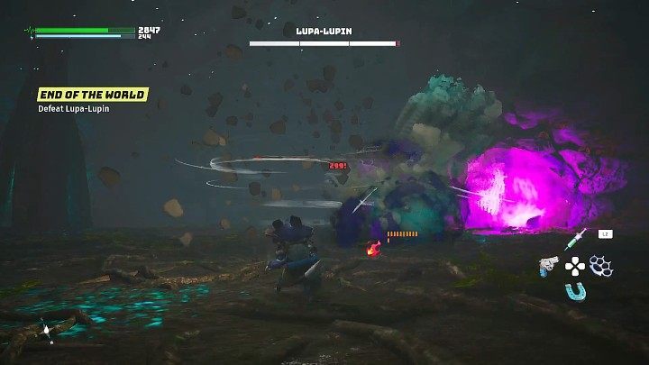 One of Lupa-Lupin's new abilities is the ability to move quickly around the arena - Biomutant: Lupa-Lupin, the final boss - how to defeat? - Bosses - Biomutant Guide