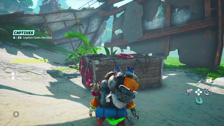 Location: On the beach, in the Brokenboat - Biomutant: Googlide Wreckboxes - walkthrough - Exploration - Biomutant Guide