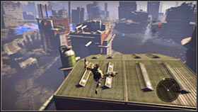 Your current destination is located to your left, but for now you should move to your right - Act 1 - Chapter 2 - Trent Industrial District I - Act 1 - Chapter 2 - Bionic Commando - Game Guide and Walkthrough