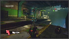 Keep heading towards a small ramp seen in the distance - Act 2 - Chapter 1 - Saints End Station - Act 2 - Chapter 1 - Bionic Commando - Game Guide and Walkthrough