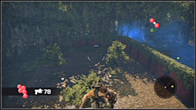 Sadly you can't attach yourself to the large wall, so instead you'll have to attach the hook to a nearby tree branch - Act 2 - Chapter 2 - Ascension City Park IV - Act 2 - Chapter 2 - Bionic Commando - Game Guide and Walkthrough