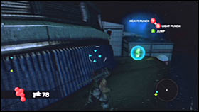 You must use a large beam to get to other cylinders seen in the distance - Act 2 - Chapter 3 - Port Anderson III - Act 2 - Chapter 3 - Bionic Commando - Game Guide and Walkthrough