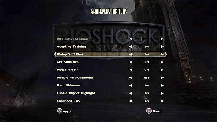 Additional settings can be found in the Gameplay Options menu, and not all of them relate to the appearance of the game - System requirements of Bioshock - Appendix - Bioshock Game Guide