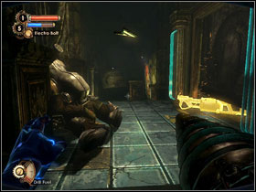 09 - Two enemies standing in the water - a great opportunity to fry them - BioShock 2: Adonis Luxury Resort - walkthrough - Walkthrough - Bioshock 2 Game Guide & Walkthrough