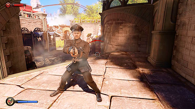 During the battle one of the killed policemen will drop a Pistol - Fight your way to Monument Island | Chapter 3 - Raffle Square - Chapter 3 - Raffle Square - BioShock Infinite Guide