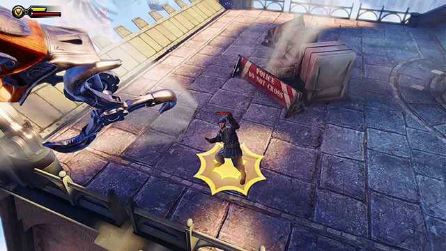 Continue moving towards the gondola station - Go to the Monument Island and find the girl (part 2) | Chapter 4 - Comstock Center Rooftops - Chapter 4 - Comstock Center Rooftops - BioShock Infinite Guide