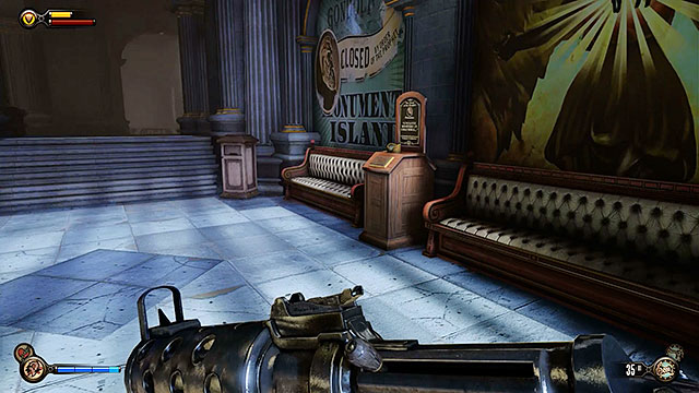 After entering the gondola station you will be allowed to interact with Veni, Vidi, Vigor - Find a gondola to Monument Island | Chapter 5 - Monument Island Gateway - Chapter 5 - Monument Island Gateway - BioShock Infinite Guide