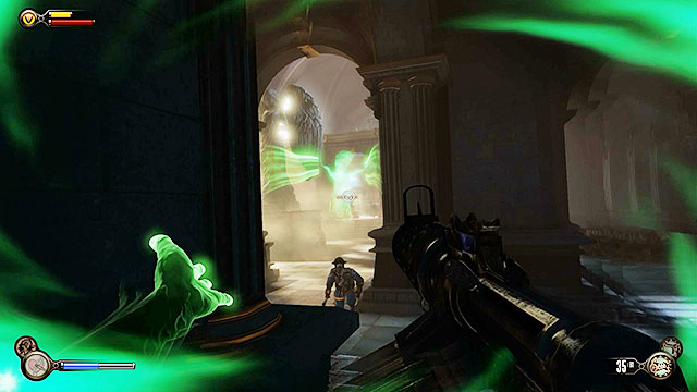 Once youre ready use one of the side corridors to get to the main hall of the gondola station - Find a gondola to Monument Island | Chapter 5 - Monument Island Gateway - Chapter 5 - Monument Island Gateway - BioShock Infinite Guide