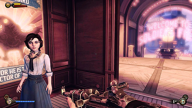 Once youve searched all the nearby buildings proceed to the elevator and allow it to transport you back to the Soldiers Field - Return to Soldiers Field and power up the gondola | Chapter 12 - Return to Hall of Heroes - Chapter 12 - Return to Hall of Heroes - BioShock Infinite Guide