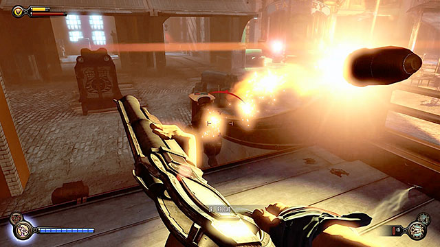 Expect serious resistance from the police units after arriving at the plaza - Return to the gunsmiths workshop part 2 | Chapter 19 - Return to Plaza of Zeal - Chapter 19 - Return to Plaza of Zeal - BioShock Infinite Guide