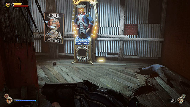 Enter the bar and approach a vending machine located next to a wall - Find Shantytowns police impound | Chapter 21 - Shantytown - Chapter 21 - Shantytown - BioShock Infinite Guide