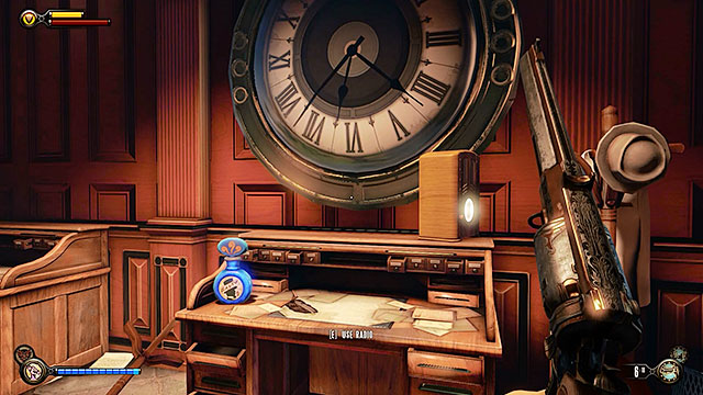 Continue exploring the office, finding a lockpick and some salt on a desk under a large clock - Go to Comstock house part 2 | Chapter 29 - Port Prosperity - Chapter 29 - Port Prosperity - BioShock Infinite Guide
