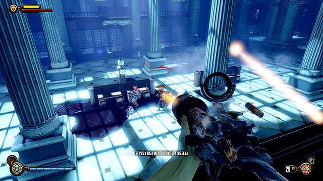 Youll soon reach the main area of the bank and you should make a choice between the left or the right entresol - Find the next tear | Chapter 31 - Memorial Gardens - Chapter 31 - Memorial Gardens - BioShock Infinite Guide