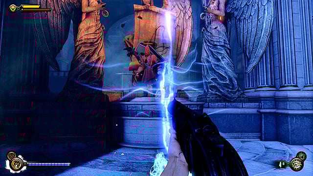 Approaching a tear located in the vault will result in a red Raven appearing behind it - Find the next tear | Chapter 31 - Memorial Gardens - Chapter 31 - Memorial Gardens - BioShock Infinite Guide