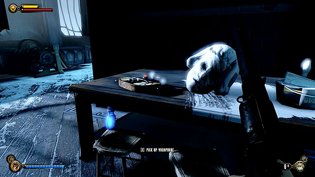 A table can be found behind another pillar - Go to wardens office | Chapter 33 - The Atrium - Chapter 33 - The Atrium - BioShock Infinite Guide