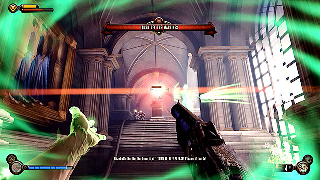 You will have to use one of the side corridors (doesnt matter which one) leading to the upper level to get closer to the generators - Turn off the machines | Chapter 35 - Operating Theatre - Chapter 35 - Operating Theatre - BioShock Infinite Guide