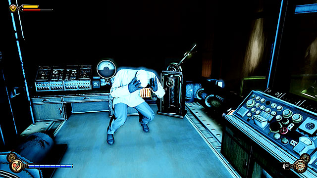 Once youve eliminated all the guards use the stairs leading to one of the generators and pull a lever to turn it off - Turn off the machines | Chapter 35 - Operating Theatre - Chapter 35 - Operating Theatre - BioShock Infinite Guide