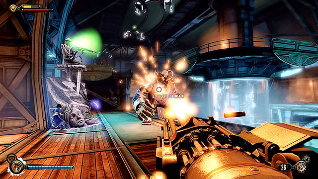 Head further into the deck and you are going to be attacked by soldiers accompanied by a new Handyman - Find a way to the top deck | Chapter 38 - Engineering Deck - Chapter 38 - Engineering Deck - BioShock Infinite Guide