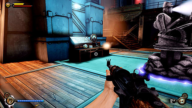 Theres also a locksmiths set on a table, near a tear used to summon a rocket turret - Find a way to the top deck | Chapter 38 - Engineering Deck - Chapter 38 - Engineering Deck - BioShock Infinite Guide