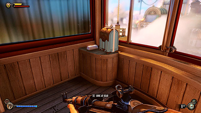 Worker Induction Center - inside a closed cabin of the gondola - Chapters 13-16 | Gear in BioShock Infinite - Gear - BioShock Infinite Guide