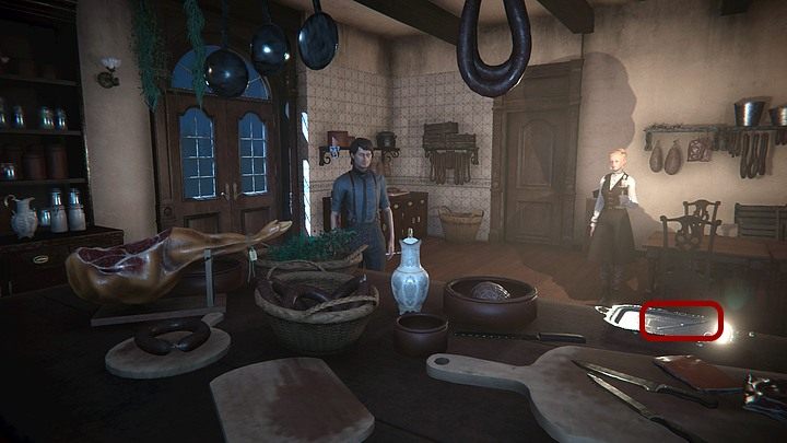 March again into the kitchen and take the bread knife from the metal plate on the table - Examine how Ailsa died | Black Mirror Walkthrough - Chapter 3 - Black Mirror Guide