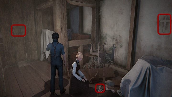 Talk to Eddie who is currently sitting on the floor on your right and take a look at one of his dolls - Follow Ailsa to the attic | Black Mirror Walkthrough - Chapter 3 - Black Mirror Guide