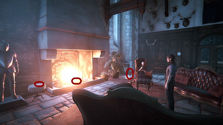 Walk towards the fireplace, zoom in and pick up the earring lying near the fire (on the right) - you must hold the left mouse button until the circle that represents the active point becomes white - Discover what Ailsa knows | Black Mirror Walkthrough - Chapter 2 - Black Mirror Guide