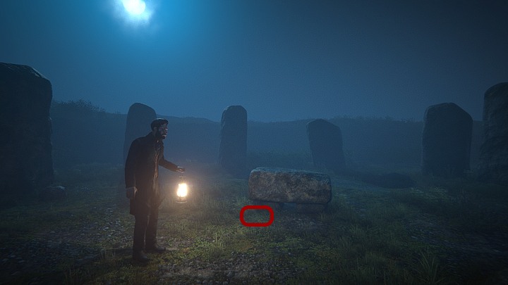 Pick up a thing found next to the flat stone in the center of the ring (most likely a rough stone that will injure John on contact) - Prologue | Black Mirror Walkthrough - Walkthrough - Black Mirror Guide